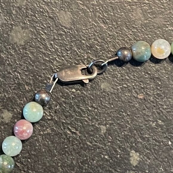 Natural Stone and Red Glass Bead Necklace - Picture 4 of 8